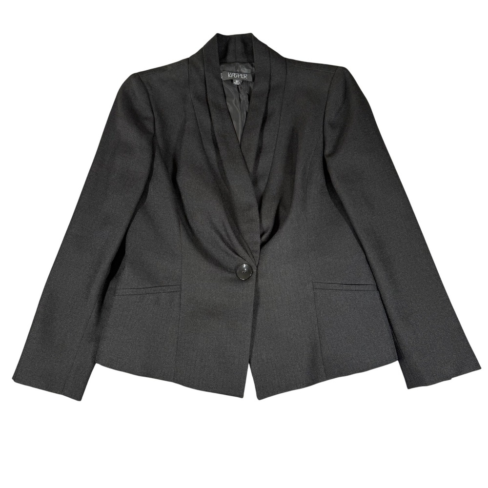 Kasper Petite Black Single Button Draped Shawl Collar Blazer Jacket 6P